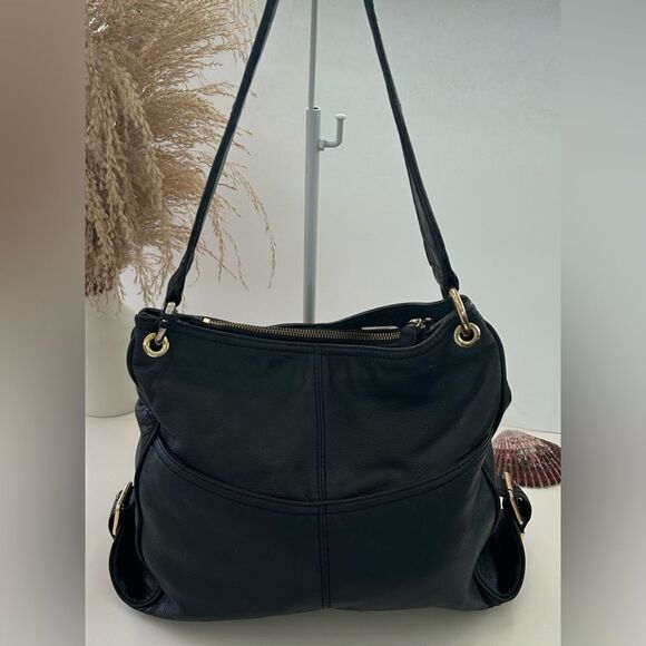 Michael Kors Black Pebbled Leather Hobo Shoulder Bag Everyday Chic - Picture 6 of 12